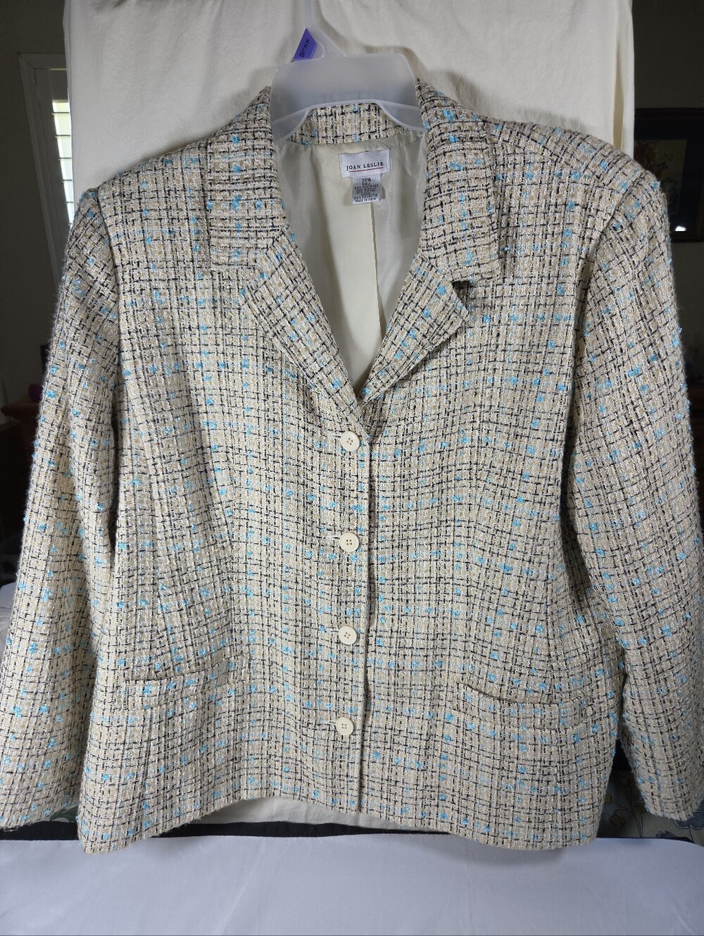 Joan Leslie Women's Multicolor Long Sleeve Collared Front Button Jacket Size 20W